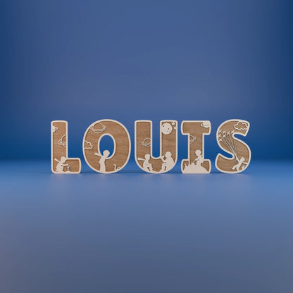 Prénom en bois personnalisé Louis thème Petit Prince – Houten naam Louis Kleine Prins – Cadeau naissance, baptême / Geboortecadeau, doopcadeau