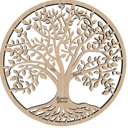 3D exemple d'arbre de Vie en Bois Personnalisé avec prénoms gravés – Cadeau unique pour anniversaires et fêtes